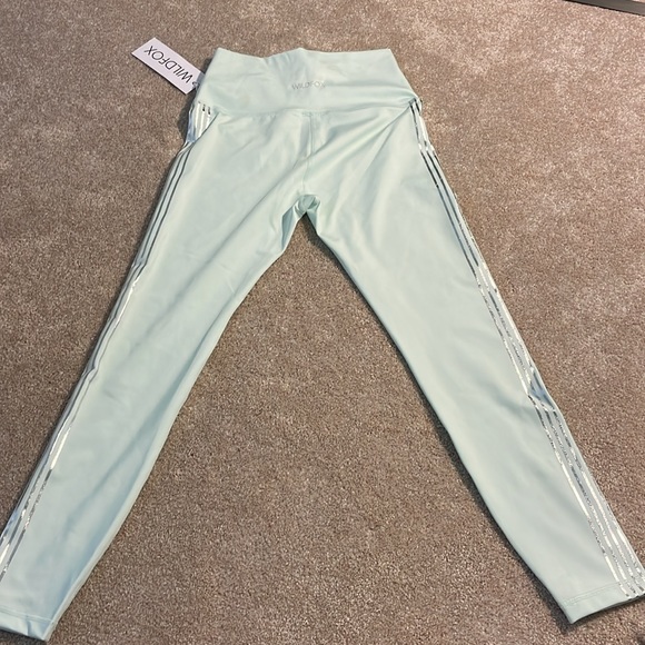 NWT Wildfox Mint 7/8 Leggings with Silver Stripes - Picture 2 of 4